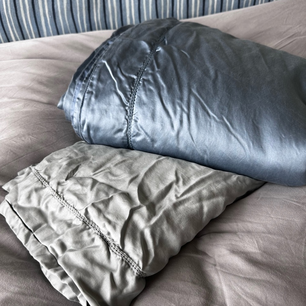 Luxury Mulberry Silk Duvet Cover Set - Blue - Picture 5 of 11